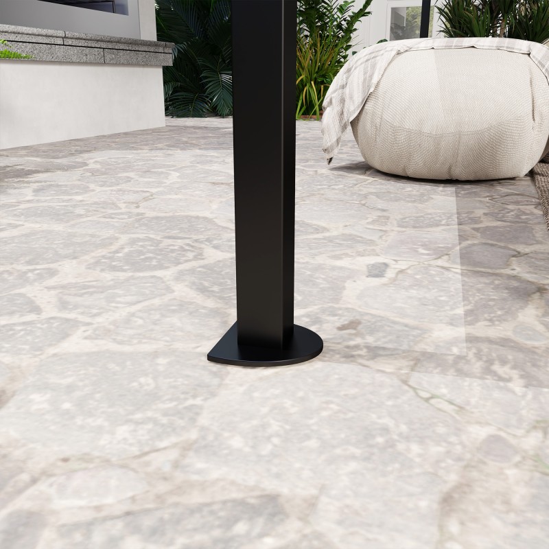 Puutarhapaviljonki käännettävällä lisäkatolla 3 x 2,5 m teräsrunkoinen musta/kermanvalkoinen