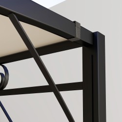 Puutarhapaviljonki käännettävällä lisäkatolla 3 x 2,5 m teräsrunkoinen musta/kermanvalkoinen