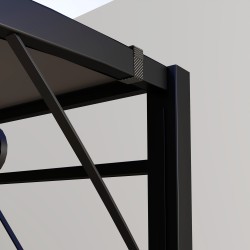 Puutarhapaviljonki seinäkiinnityksellä teräsrunko 3 x 2,5 m tummanharmaa/musta