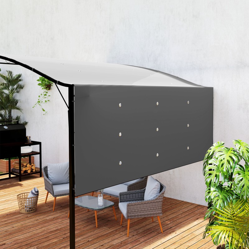 Puutarhapaviljonki seinäkiinnityksellä teräsrunko 3 x 2,5 m tummanharmaa/musta