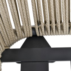 3-osainen polyrottinki oleskeluryhmä ulos, 2 tuolia ja pöytä, tyynyt, harmaa/khaki