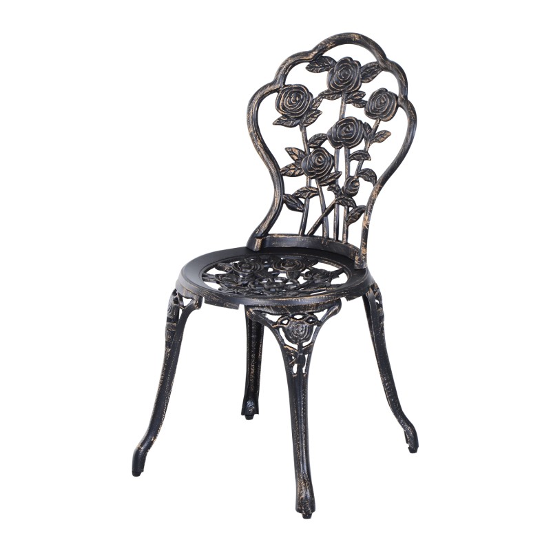 Puutarhakalustesetti 2 hengelle, pyöreä pöytä ja 2 tuolia, alumiini/metalli, pronssi