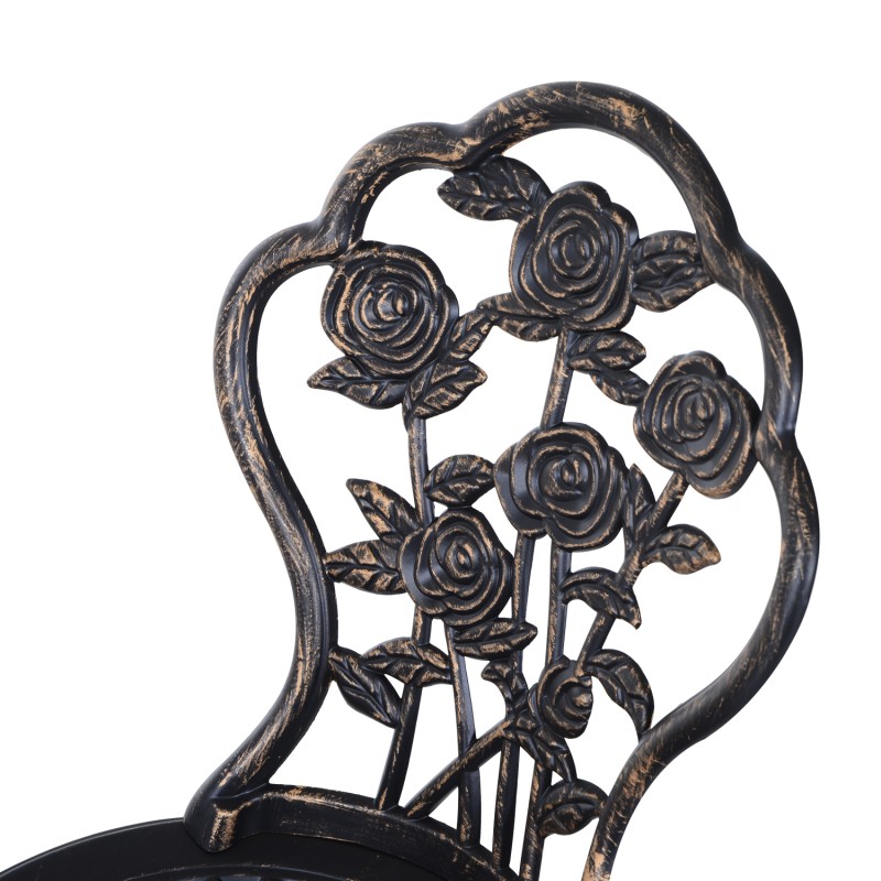 Puutarhakalustesetti 2 hengelle, pyöreä pöytä ja 2 tuolia, alumiini/metalli, pronssi