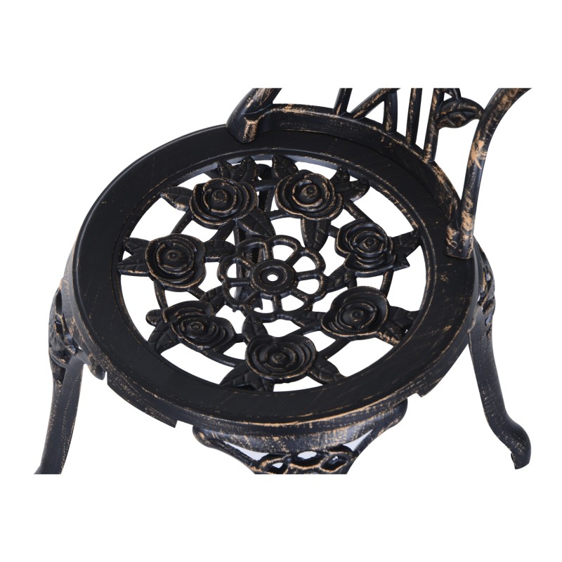 Puutarhakalustesetti 2 hengelle, pyöreä pöytä ja 2 tuolia, alumiini/metalli, pronssi