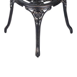 Puutarhakalustesetti 2 hengelle, pyöreä pöytä ja 2 tuolia, alumiini/metalli, pronssi