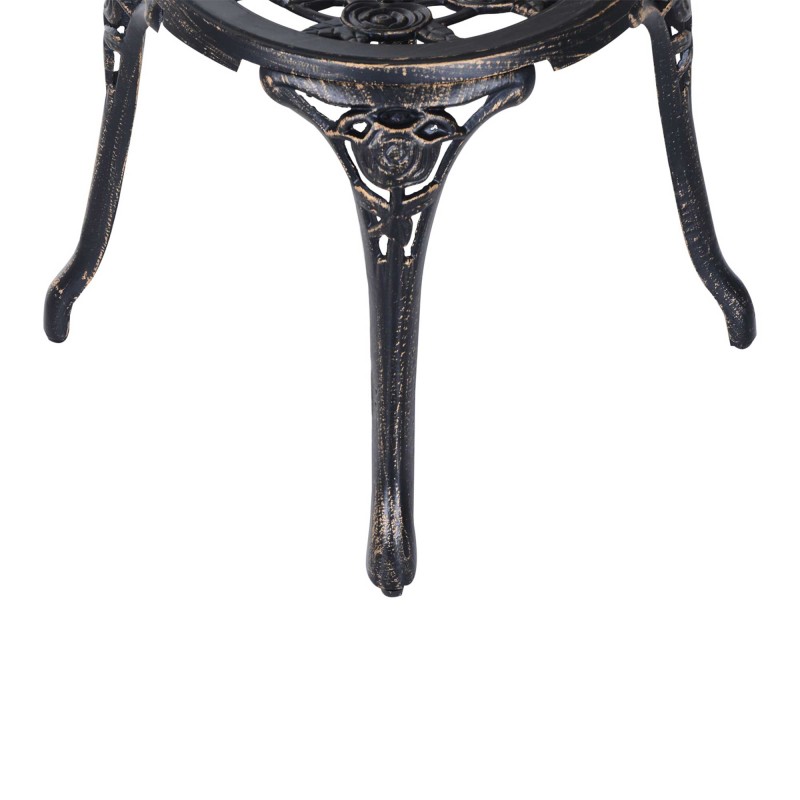 Puutarhakalustesetti 2 hengelle, pyöreä pöytä ja 2 tuolia, alumiini/metalli, pronssi