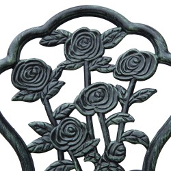 Bistrosetti puutarhakalustesetti 2 hengelle, valualumiini/valurauta, 3 osaa, antiikinvihreä