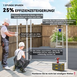 Pihavarasto puutarhatyökaluille, kierrätetty polypropeeni ja alumiini, 240 x 190 x 228 cm, tummanharmaa