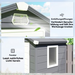 Muovinen pihavarasto 1,1 m² harjakatolla 133 x 102 x 208 cm tummanharmaa