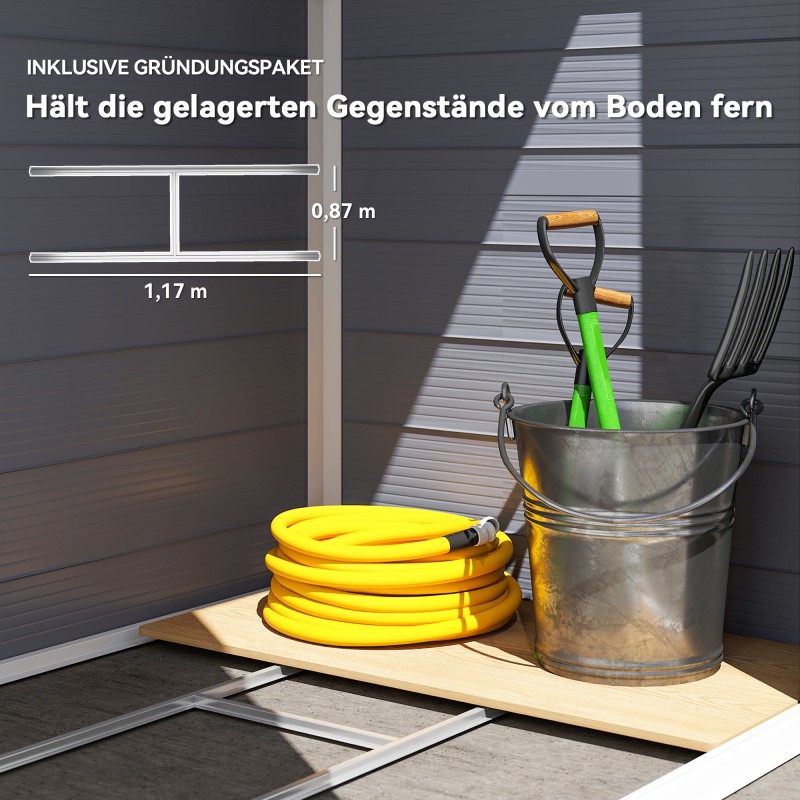 Muovinen pihavarasto 1,1 m² harjakatolla 133 x 102 x 208 cm tummanharmaa