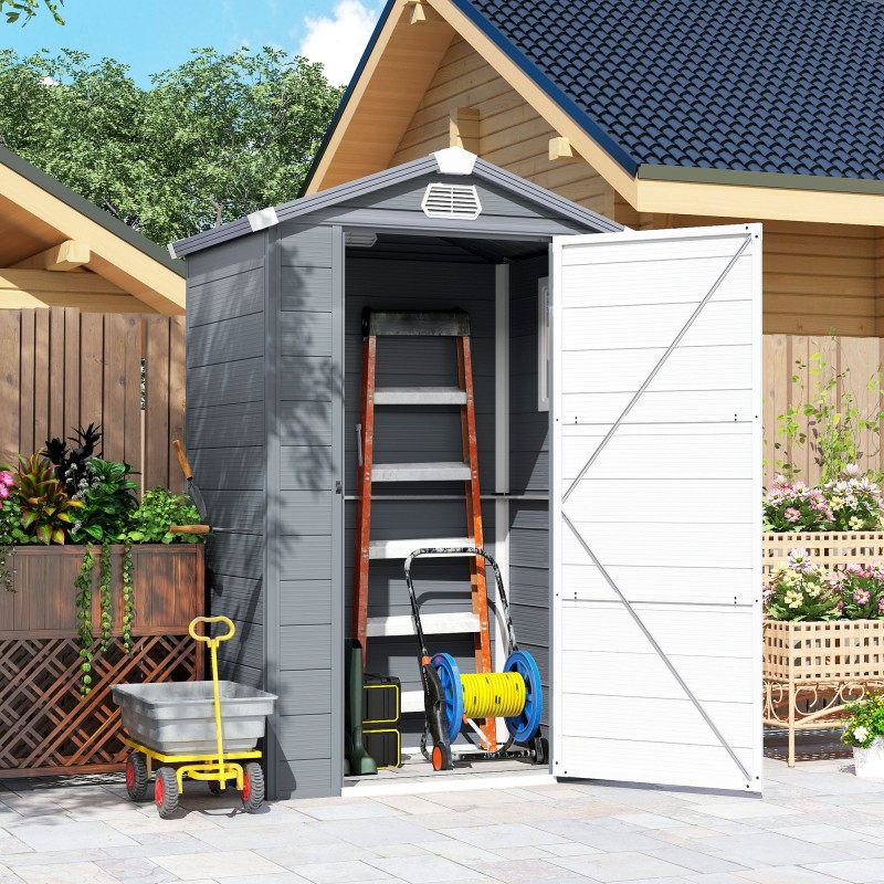 Muovinen pihavarasto 1,1 m² harjakatolla 133 x 102 x 208 cm tummanharmaa