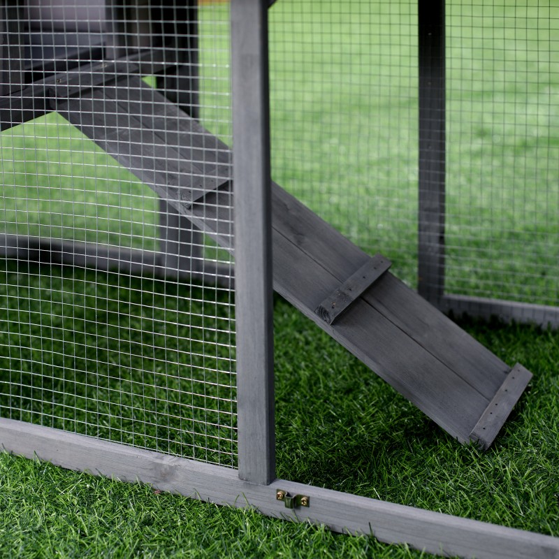 Kanin- ja pieneläinhäkki ulkokäyttöön kuusipuuta 147 x 54 x 84 cm tummanharmaa