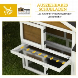 Kanin häkki 2 kerrosta puinen ulkohäkki bitumikatolla 147x54x84 cm keltainen