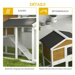 Kanin häkki 2 kerrosta puinen ulkohäkki bitumikatolla 147x54x84 cm keltainen