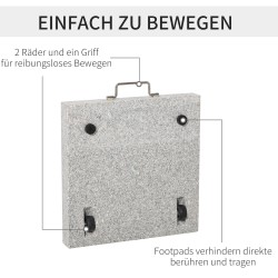 Aurinkovarjon jalka parvekkeelle marmori ja ruostumaton teräs 25 kg harmaa