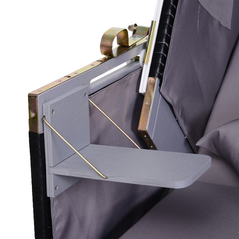 Kahden hengen polyrottinkinen rantatuoli säätöselkänojalla 118 x 79 x 150 cm harmaa