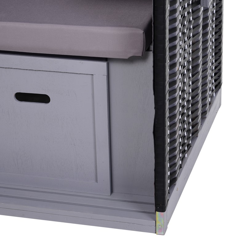 Kahden hengen polyrottinkinen rantatuoli säätöselkänojalla 118 x 79 x 150 cm harmaa