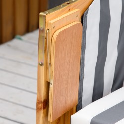 Kahden hengen rantatuoli katoksella ja jalkatuilla, puu ja PE-rottinki, harmaa/valkoinen