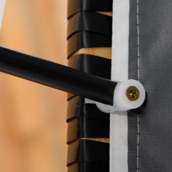 Kahden hengen rantatuoli katoksella ja jalkatuilla, puu ja PE-rottinki, harmaa/valkoinen