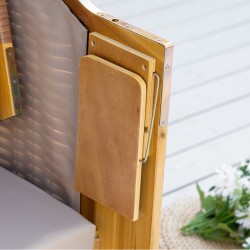 3 hengen aurinkolepotuoli katoksella, PE-rottinki, säädettävä selkänoja, 150 x 79 x 160 cm, luonnonväri