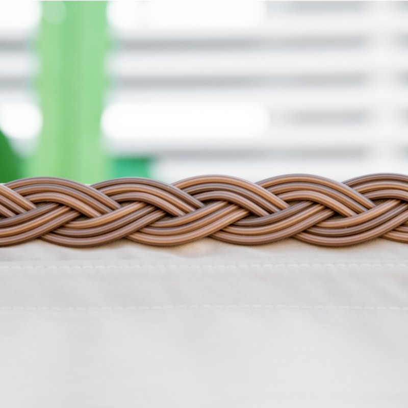 3 hengen aurinkolepotuoli katoksella, PE-rottinki, säädettävä selkänoja, 150 x 79 x 160 cm, luonnonväri