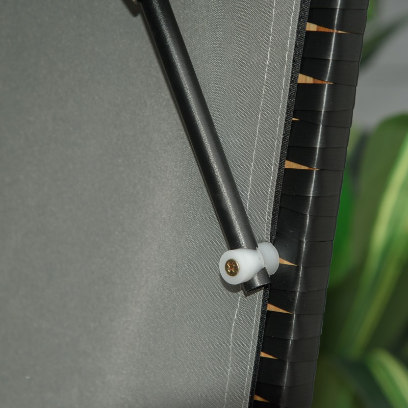 Puutarhan rantatuoli kahdelle, säädettävä selkänoja ja jalkatuet, säänkestävä polyrottinki, vaaleanharmaa