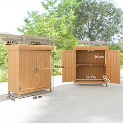 Puutarhasäilytyskaappi ulkokäyttöön tannenpuu 74x43x88 cm luonnonpuu