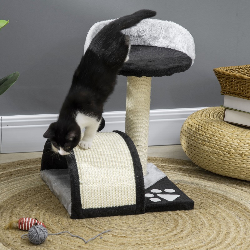 Kissan raapimispuu leikkipalloilla sisalilla, pienille kissoille, 35,5 x 37 x 46 cm, musta