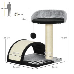 Kissan raapimispuu leikkipalloilla sisalilla, pienille kissoille, 35,5 x 37 x 46 cm, musta