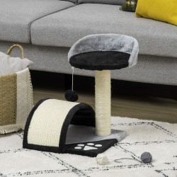 Kissan raapimispuu leikkipalloilla sisalilla, pienille kissoille, 35,5 x 37 x 46 cm, musta