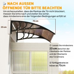 Ovikatos ulko-ovelle polykarbonaatti 75 x 100 cm ruskea/musta