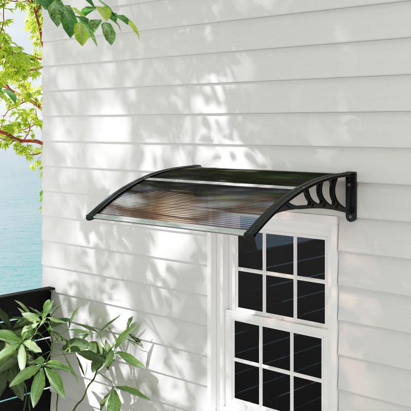 Ovikatos ulko-ovelle polykarbonaatti 120 x 75 cm läpinäkyvä/musta