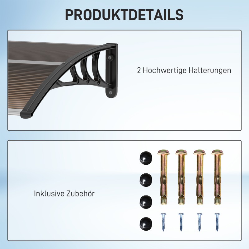 Ovikatos ulko-ovelle polykarbonaatti 120 x 75 cm läpinäkyvä/musta