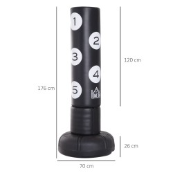 Vapaasti seisova nyrkkeilypussi jalustalla, muovia, 176 cm, musta