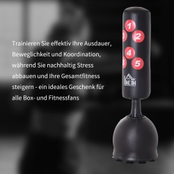 Vapaasti seisova nyrkkeilysäkki aikuisille 165 cm, imukuppijalusta, musta