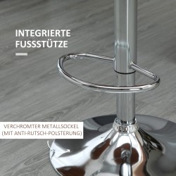 Säädettävä baarituoli 2 kpl, 360° kääntyvä, metallirunko, keinonahkaverhoilu, kermanvalkoinen