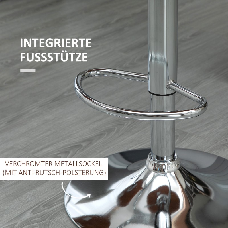 Säädettävä baarituoli 2 kpl, 360° kääntyvä, metallirunko, keinonahkaverhoilu, kermanvalkoinen