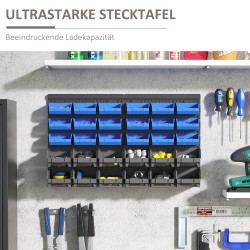 Seinälle asennettava säilytysjärjestelmä pienosille, 30 laatikkoa, muovi, 63 x 18 x 37,5 cm, sininen