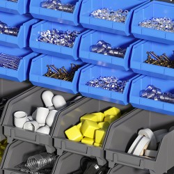 Seinälle asennettava säilytysjärjestelmä pienosille, 30 laatikkoa, muovi, 63 x 18 x 37,5 cm, sininen