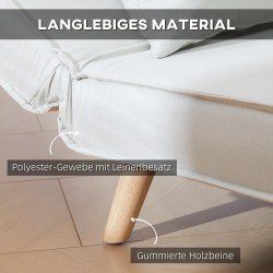 Yhden hengen leposohva vuodesohva säädettävä selkänoja 94 x 78 x 80 cm cremevalkoinen polyesteri kumipuu