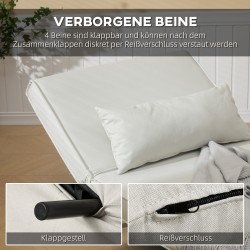 Yhden hengen leposohva vuodesohva säädettävä selkänoja 94 x 78 x 80 cm cremevalkoinen polyesteri kumipuu