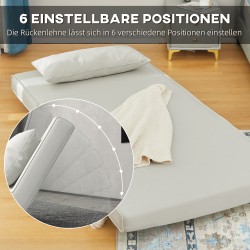Yhden hengen leposohva vuodesohva säädettävä selkänoja 94 x 78 x 80 cm cremevalkoinen polyesteri kumipuu