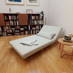 Yhden hengen leposohva vuodesohva säädettävä selkänoja 94 x 78 x 80 cm cremevalkoinen polyesteri kumipuu