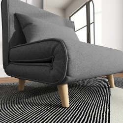 Yhden hengen vuodesohvatuoli, säädettävä selkänoja, leinenimitaatio, 94 x 78 x 80 cm, harmaa