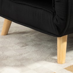 Yhden hengen lepotuoli vuodeominaisuudella, pellavamainen kangas, 94x78x80 cm, 350 kg, musta