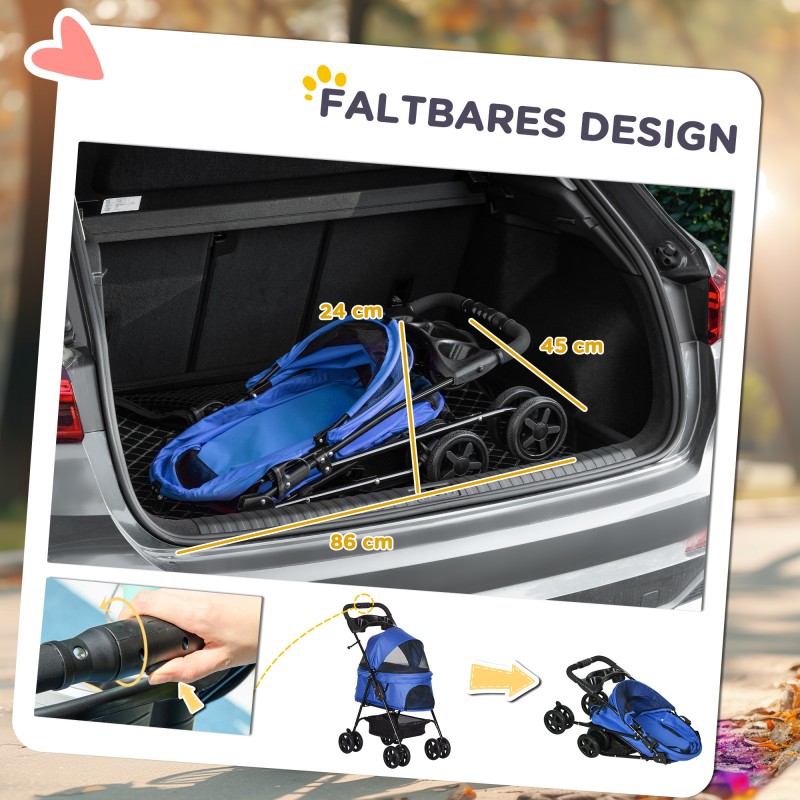 Koiran rattaat pienille koirille teräsrunko 4 kg sininen 67 x 45 x 96 cm