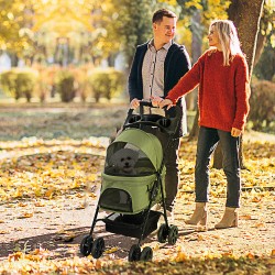 Koiravaunu pienille koirille, teräsrunko, verkkokoppa, 67 x 45 x 96 cm, khaki