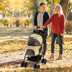 Koiranrattaat pienille koirille, teräsrunko, taittuva, 67 x 45 x 96 cm, khaki