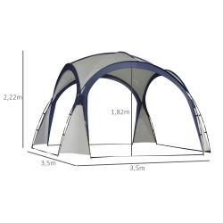 Kupolikatos 6–8 hengelle, polyesteri ja lasikuitu, 3,5 x 3,5 x 2,22 m, cremevalkoinen