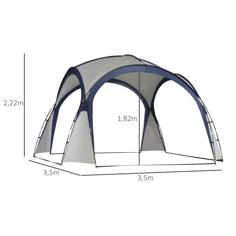 Kupolikatos 6–8 hengelle, polyesteri ja lasikuitu, 3,5 x 3,5 x 2,22 m, cremevalkoinen